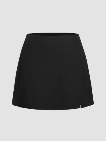 High Waist Zip Up Slit Mini Skirt Curve & Plus
