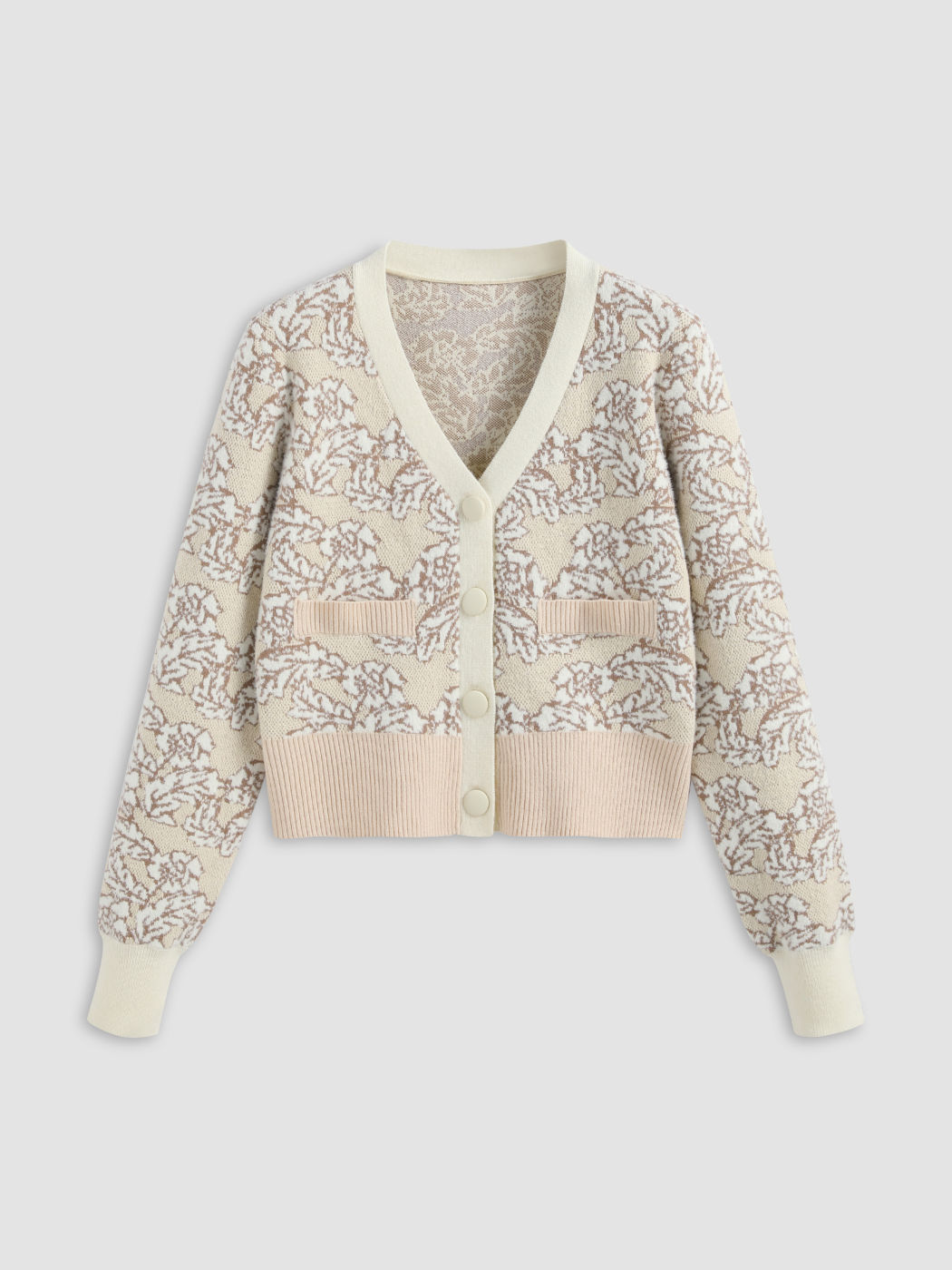 Strickjacke mit Blumenmuster und Knöpfen