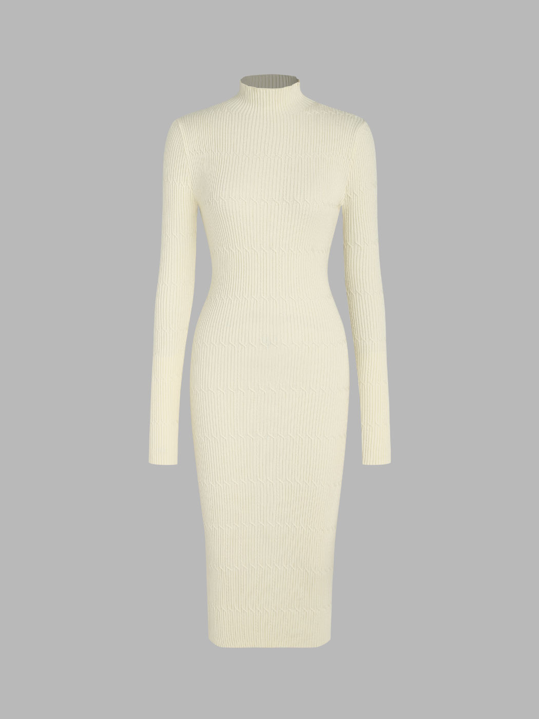 Knit Solid High Neck Midi Dress