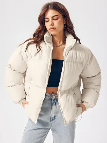 Zip Front Collared Puffer Jacket