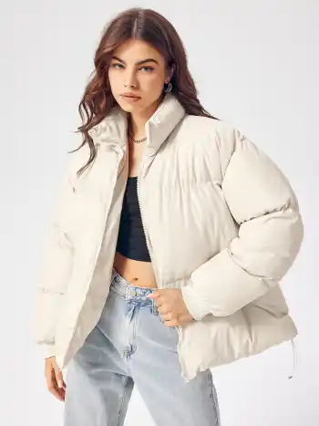 Zip Front Collared Puffer Jacket