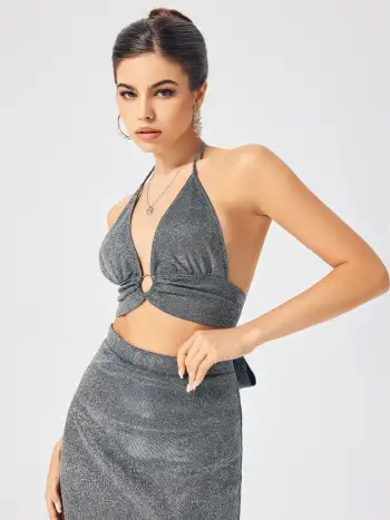 Criss Cross Cut Out Crop Tank Top