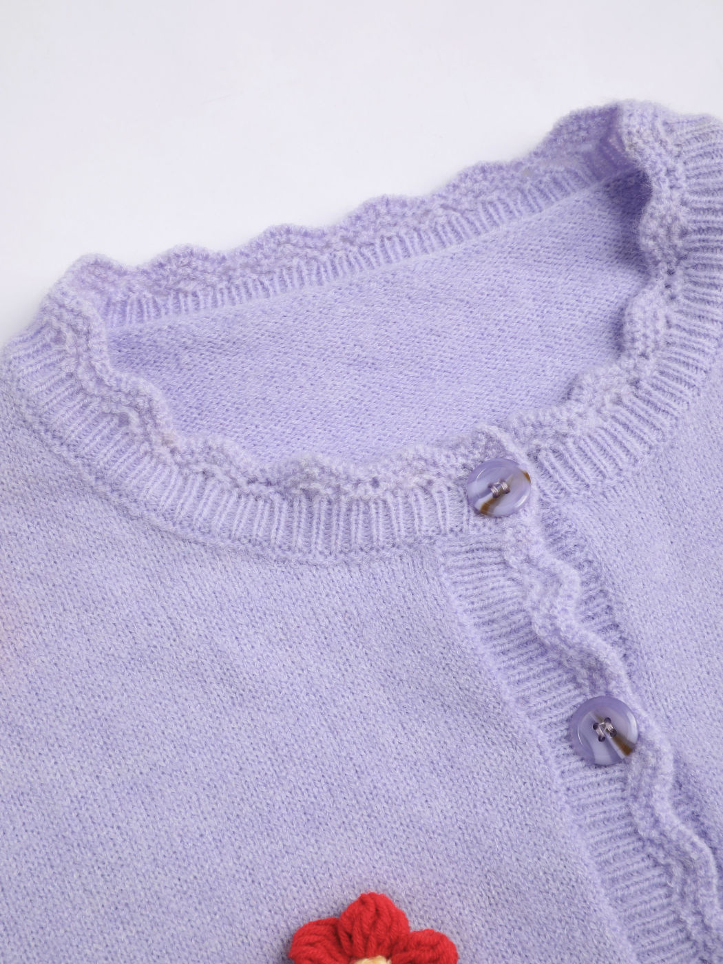 3D Flowers Button Up Knit Cardigan