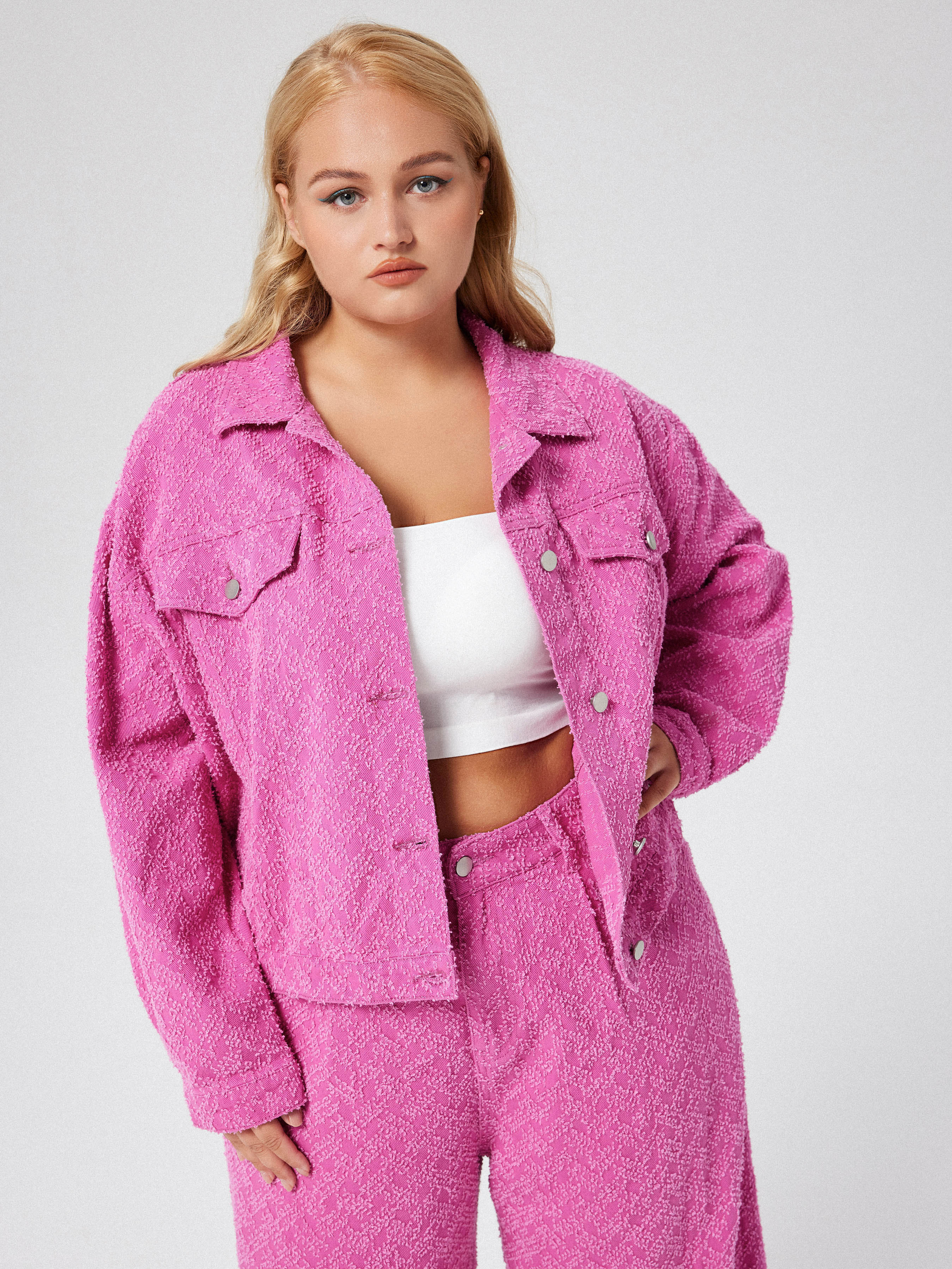 Denim Button Up Jacket Curve & Plus Cider