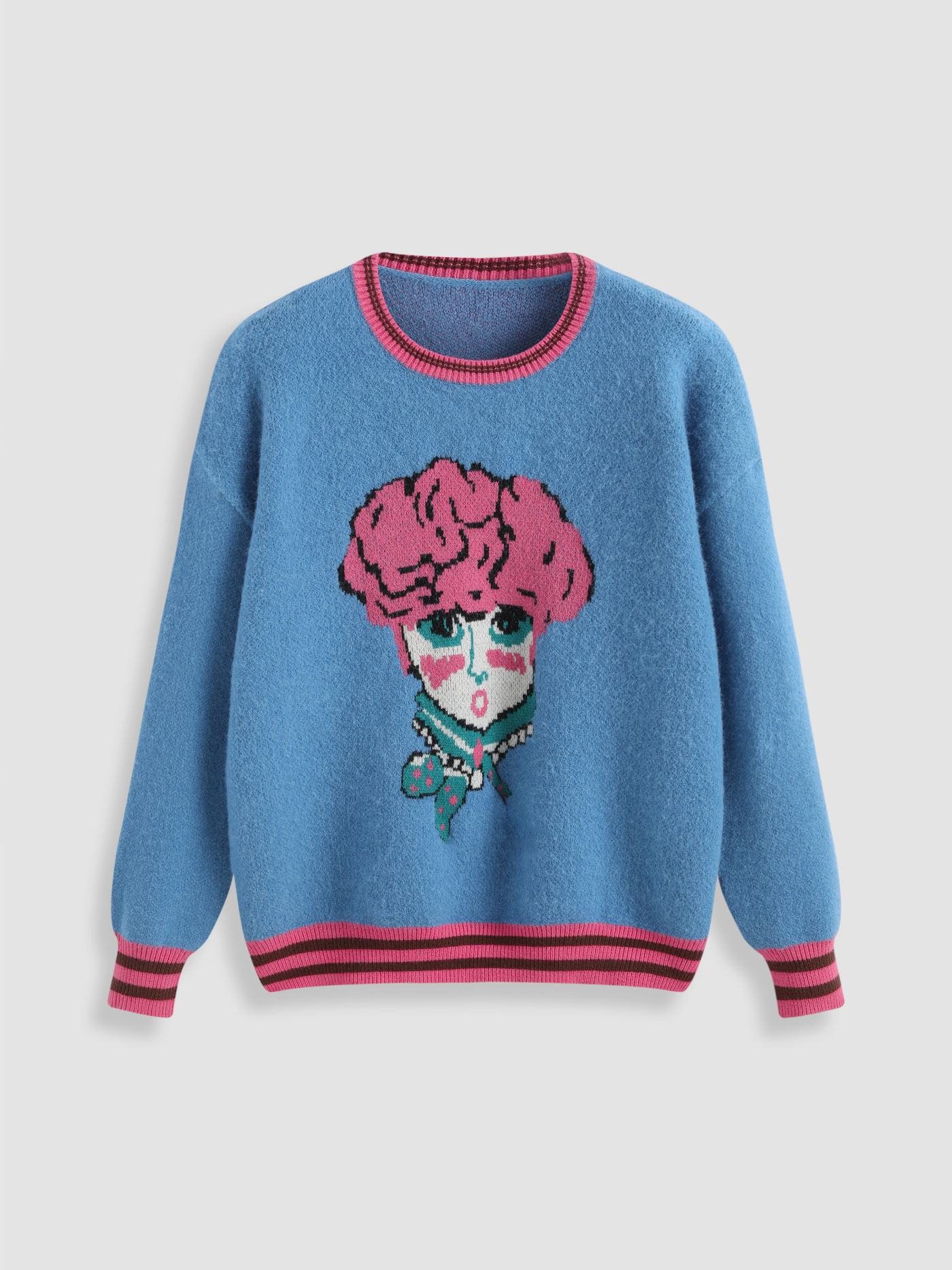 Contrasting Graphic Oversized Sweater Curve & Plus