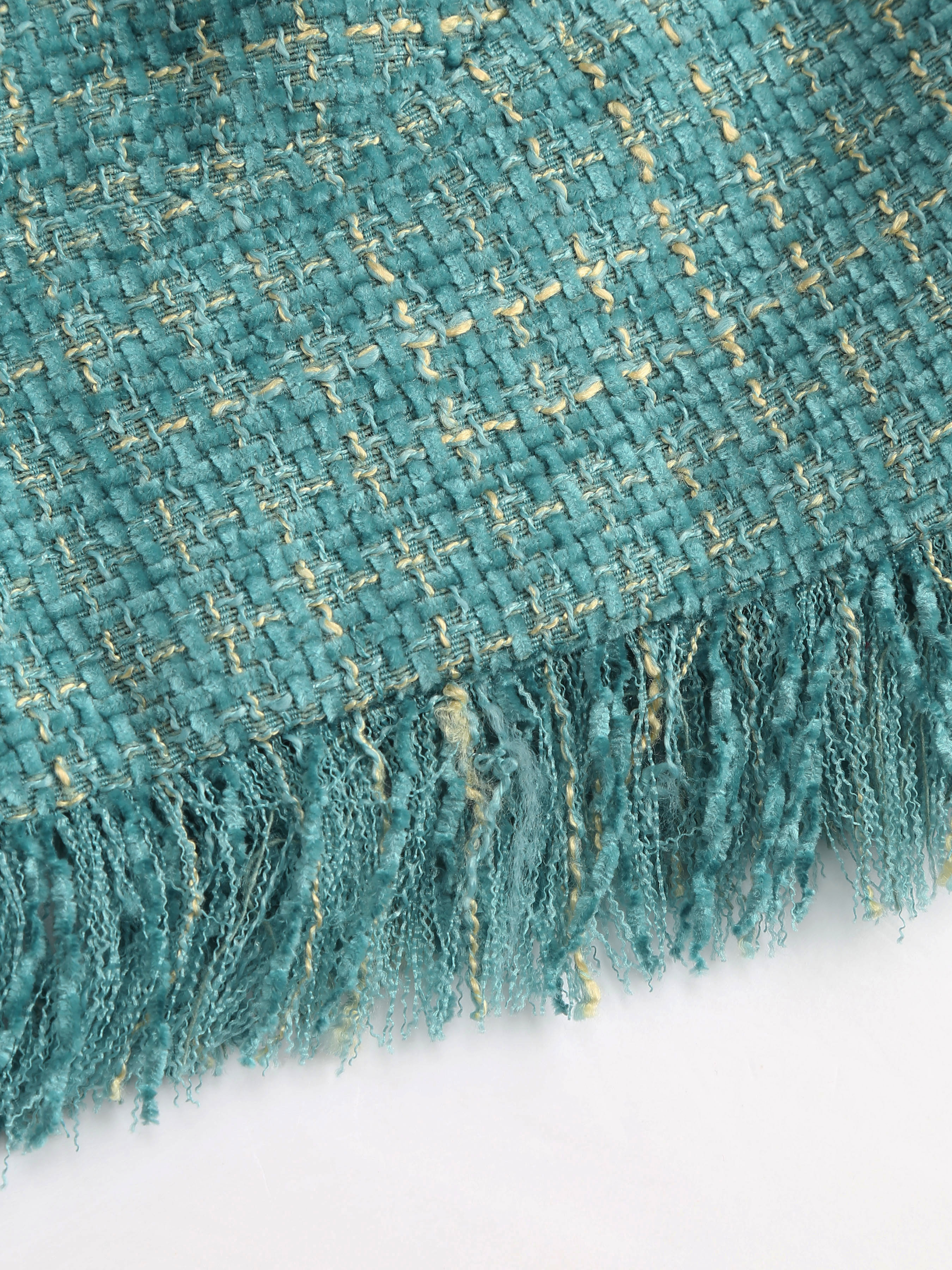Tweed Tweed V-neck Tassel Crop Top For Date Vacation Holiday
