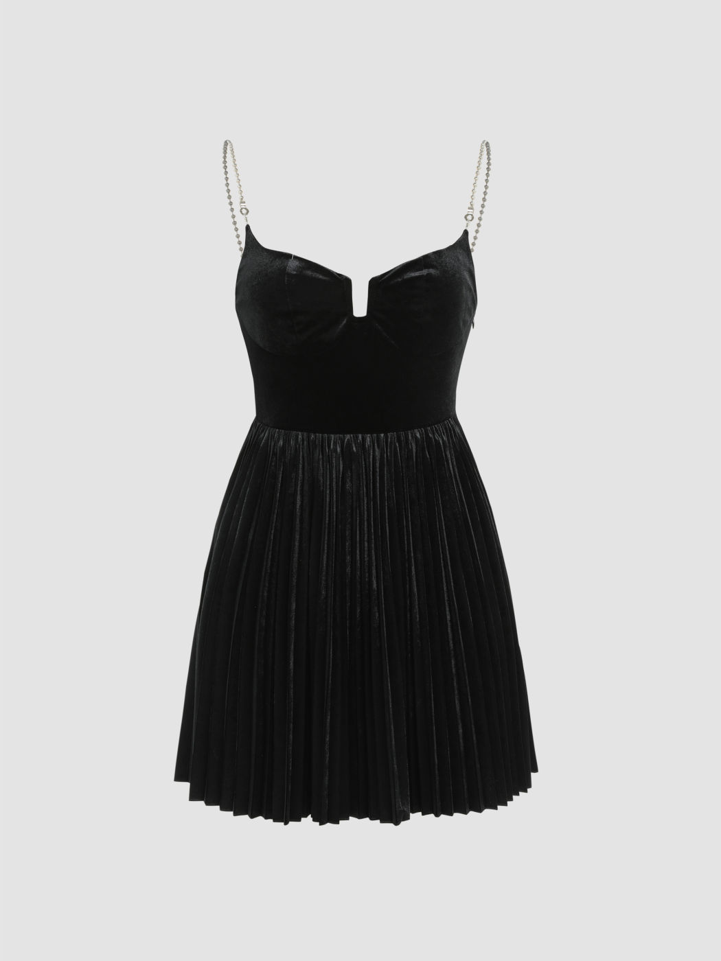 Samt Plissee Cami kurzes Kleid