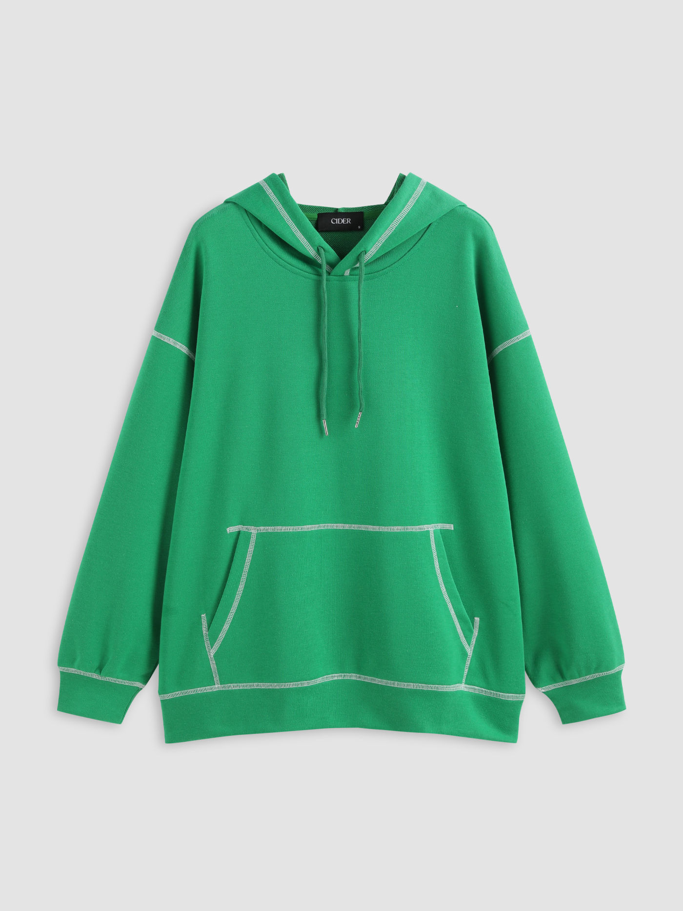 Felpa con cappuccio oversize in tinta unita