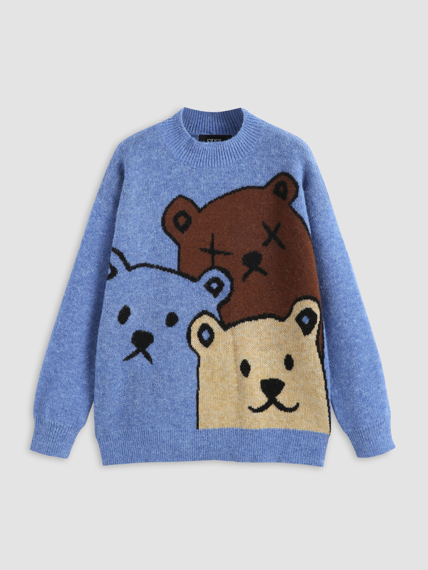 Langärmliger Pullover mit Bärenmuster