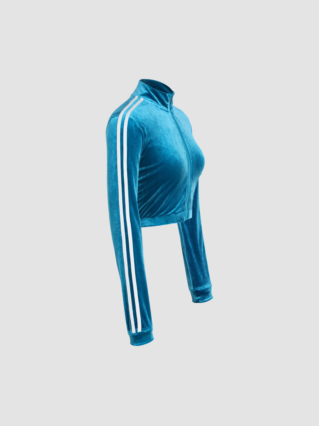 Velvet Zip Up Crop Jacket For School Gym/Sports Work