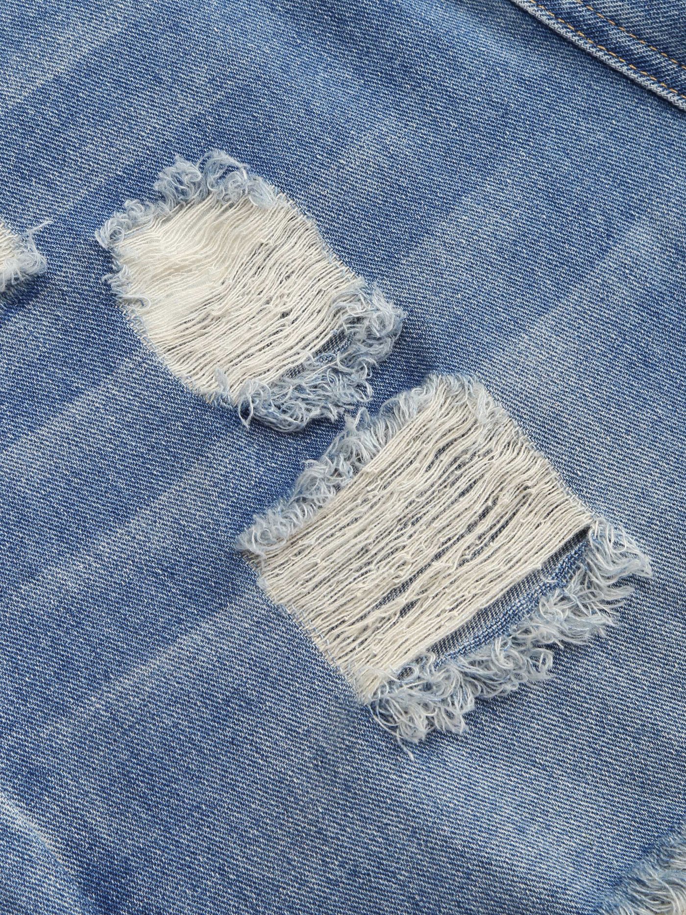 Denim Mid Rise Solid Ripped Wide Leg Jeans