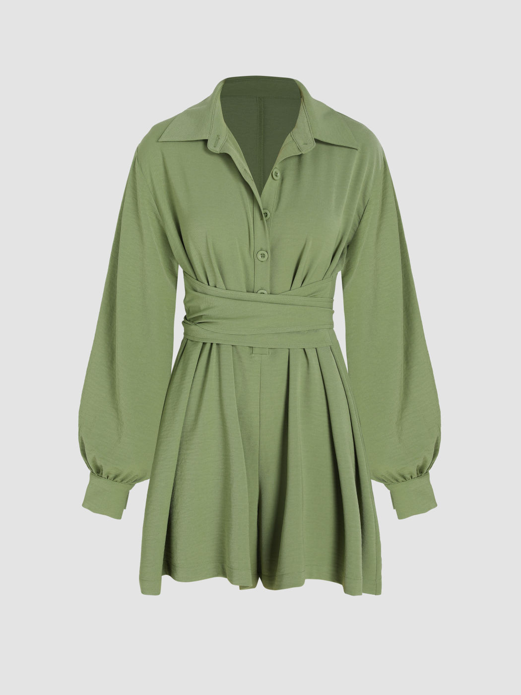 Fester Playsuit mit langem Ärmelkragen