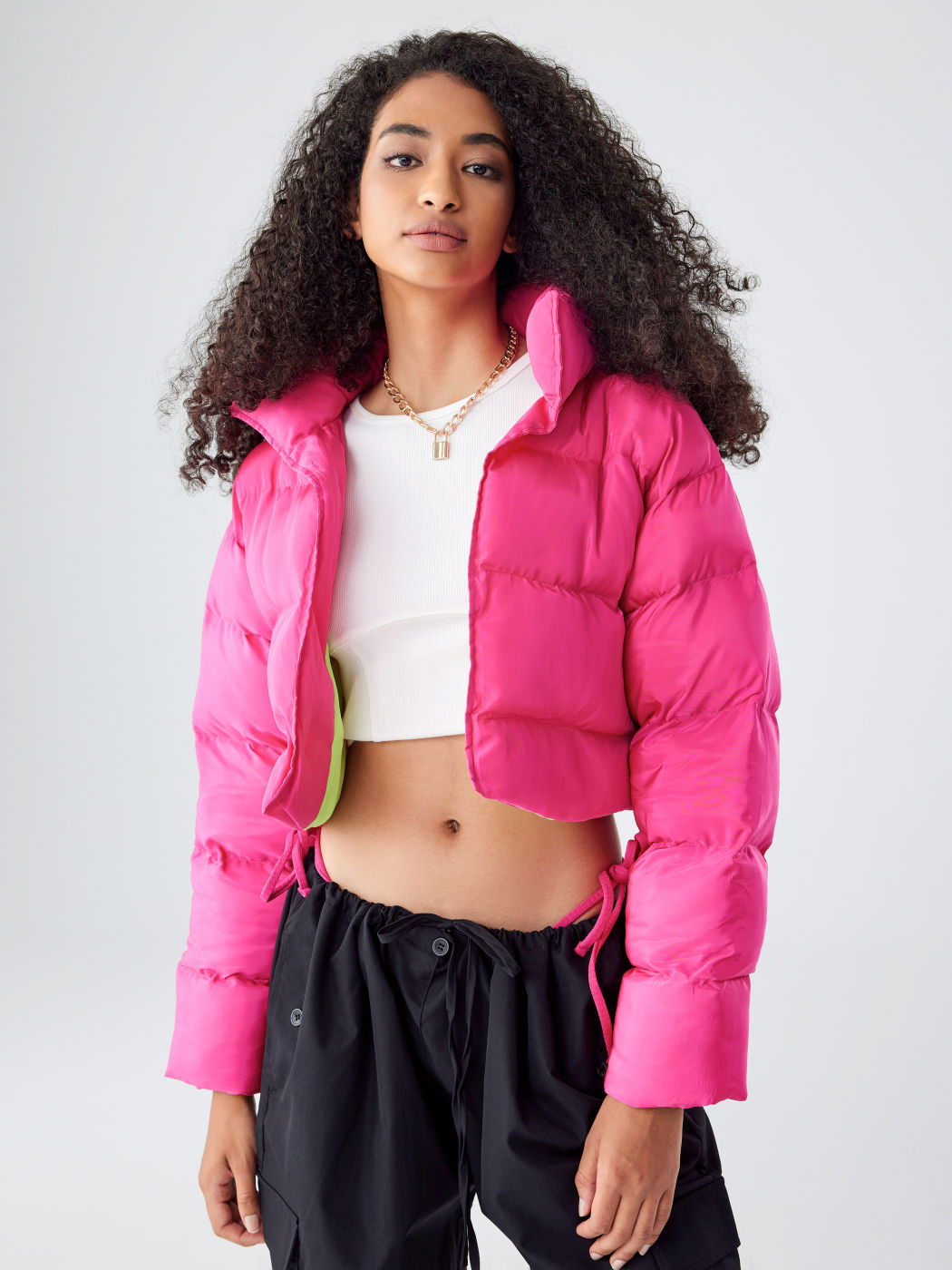Solid Steppjacke mit hohem Kragen