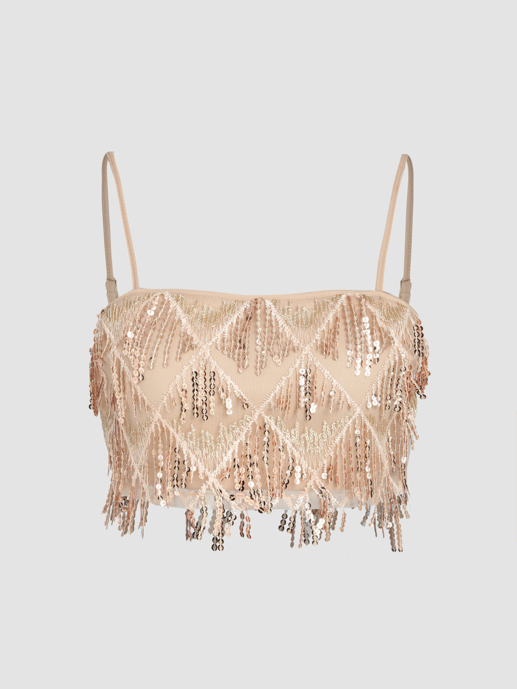 Sequins Tassel Crop Cami Oberteil