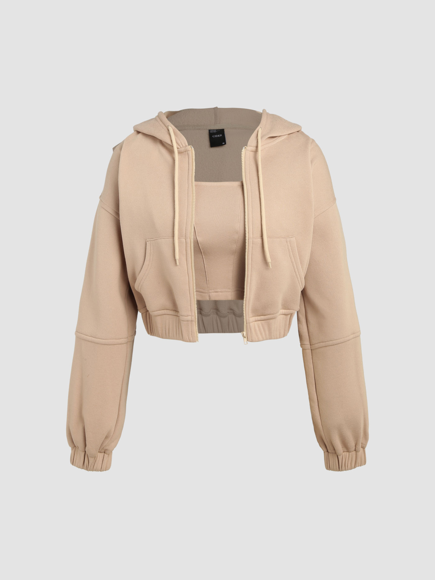 Tube Top & Zip-up Crop Hoodie