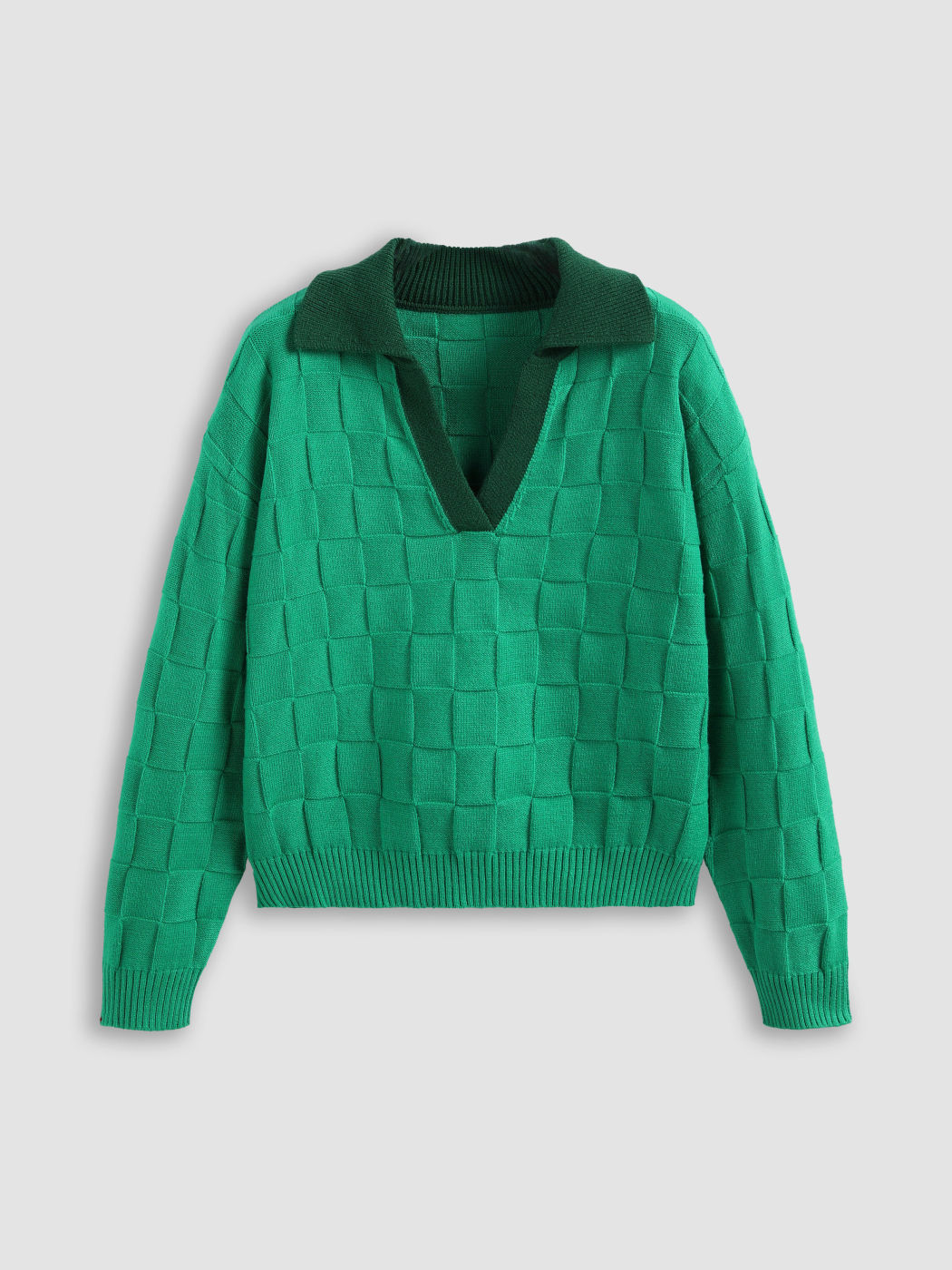 Collar Long Sleeve Knitted Sweater
