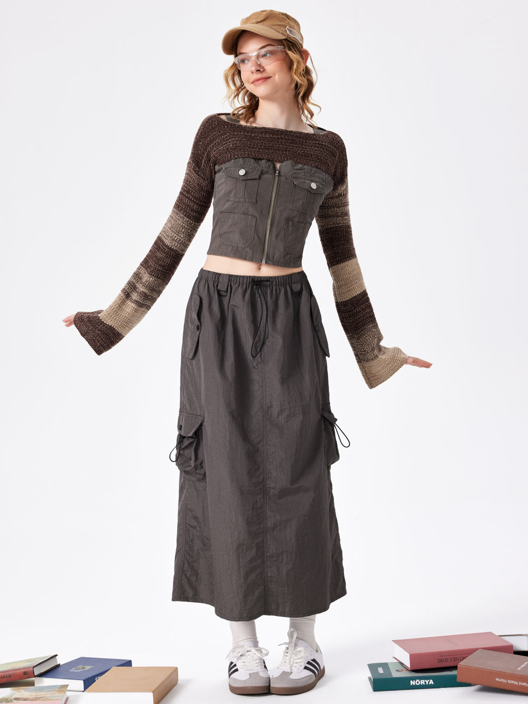 Stripe Bell Sleeve Crop Knitted Top For Daily Casual Vacation