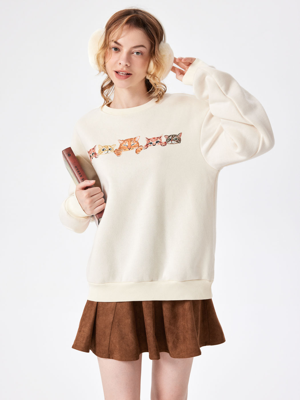 Terry Cat Pattern Sweatshirt