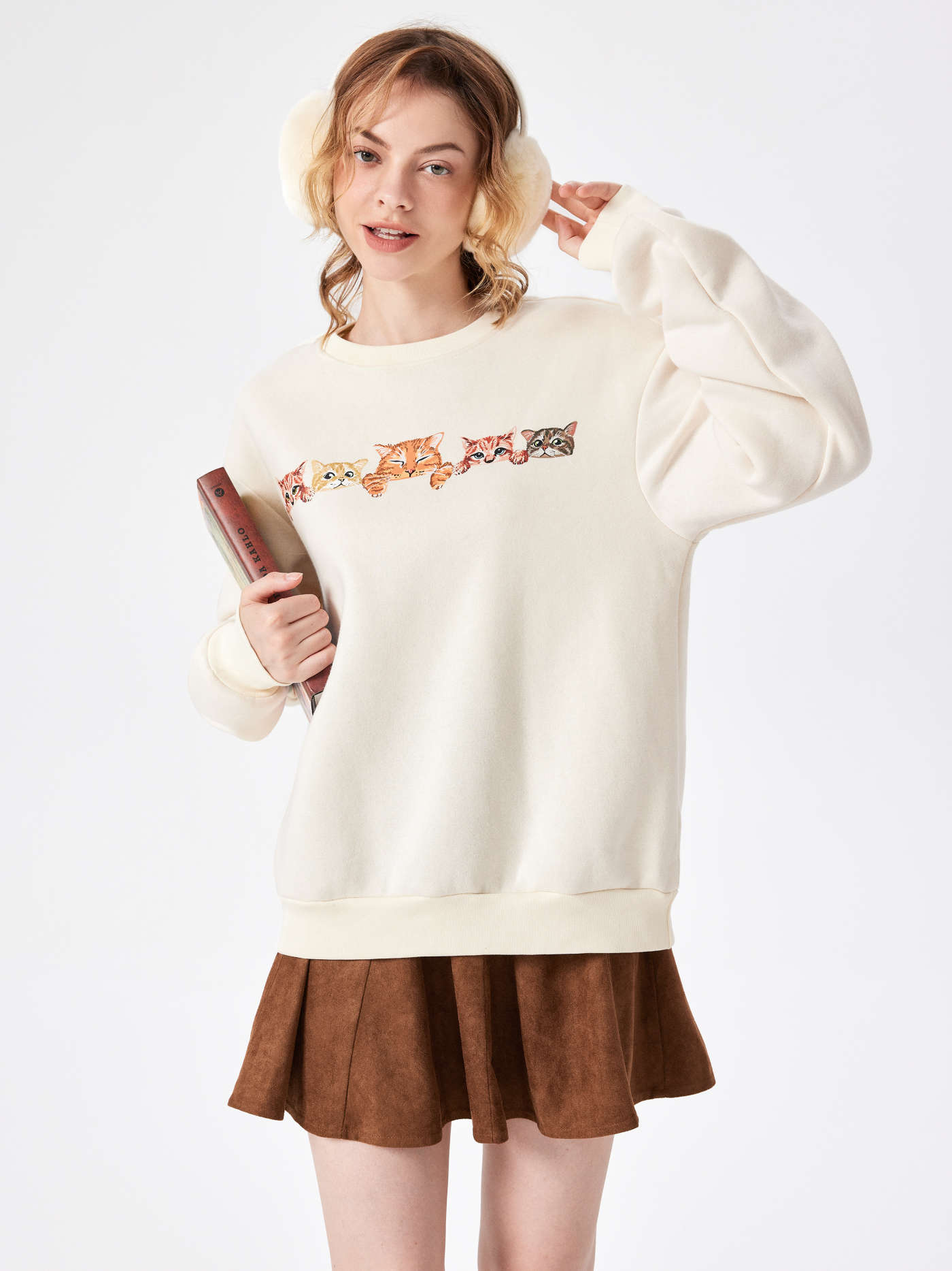 Terry Cat Pattern Sweatshirt