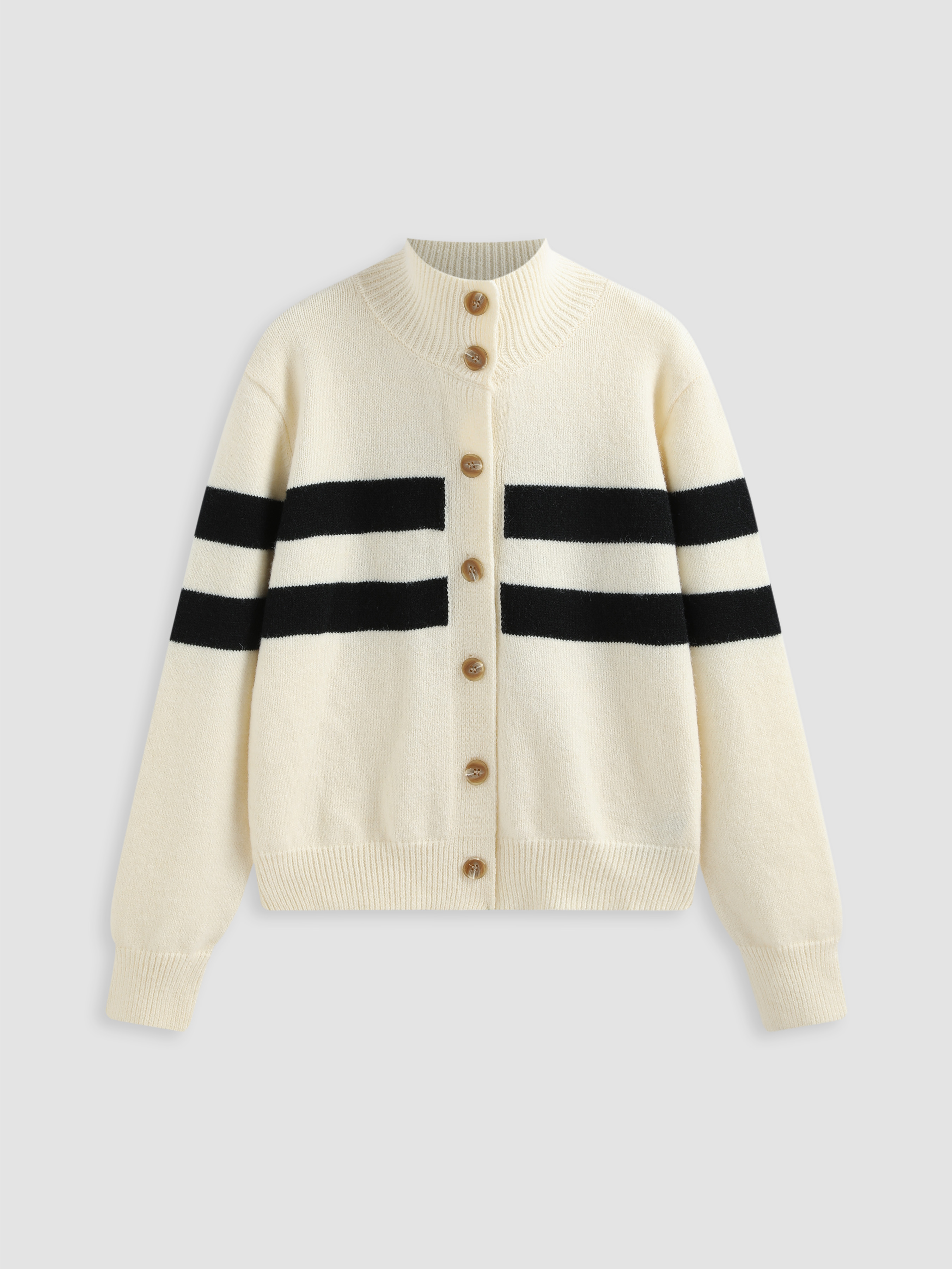 Striped Button-Up Hooded Cardigan main image 1