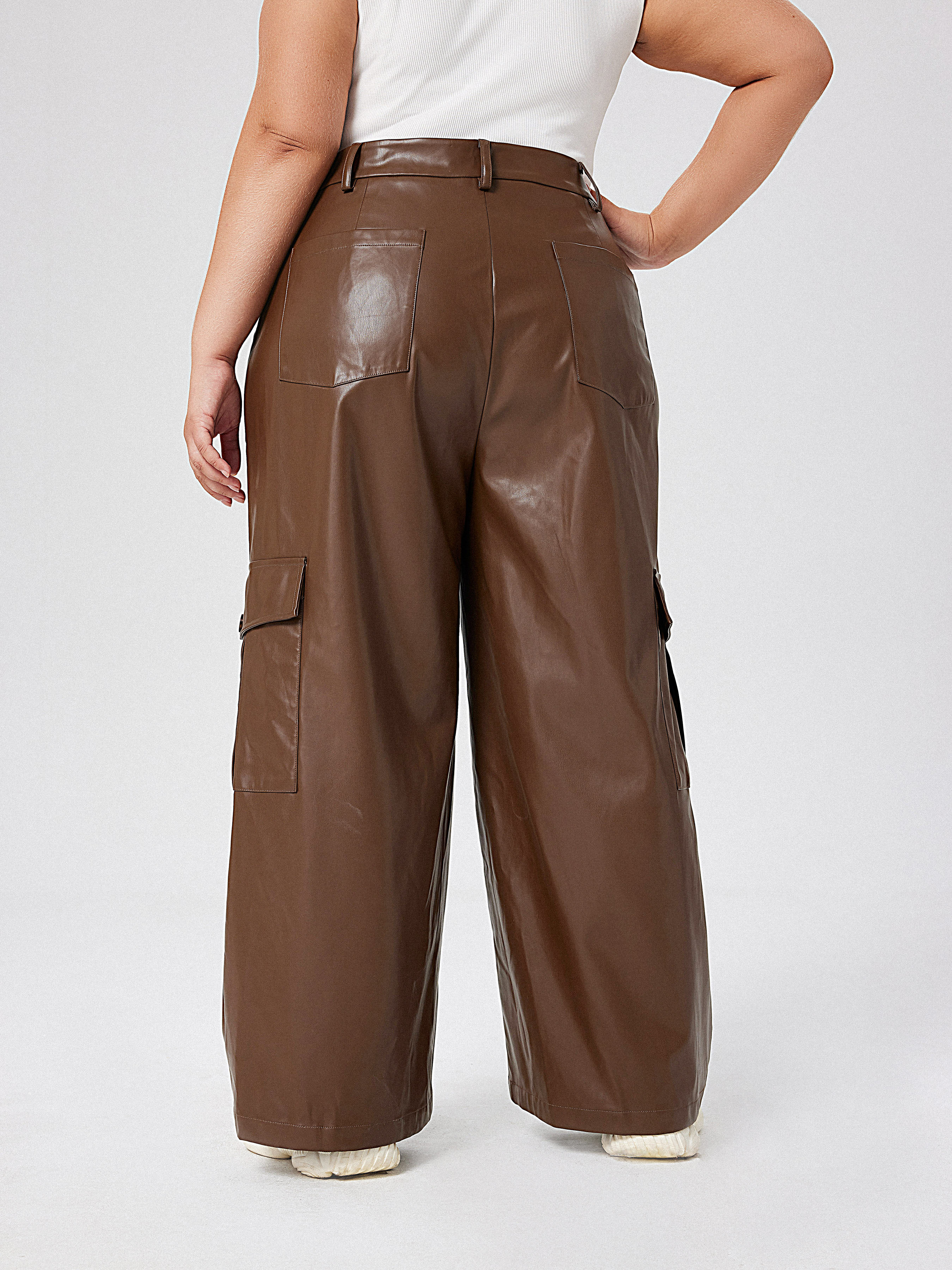 SBetro Solid Brown Faux Leather Pants Size S - 54% off