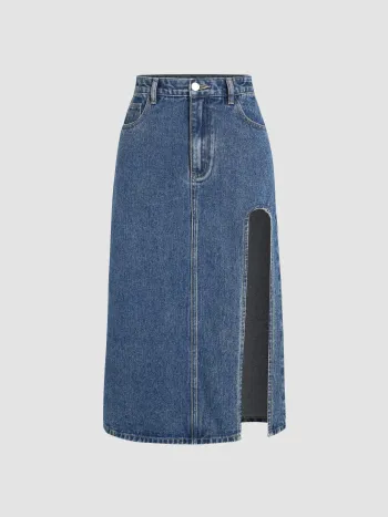 Minigonna in denim con spacco solido