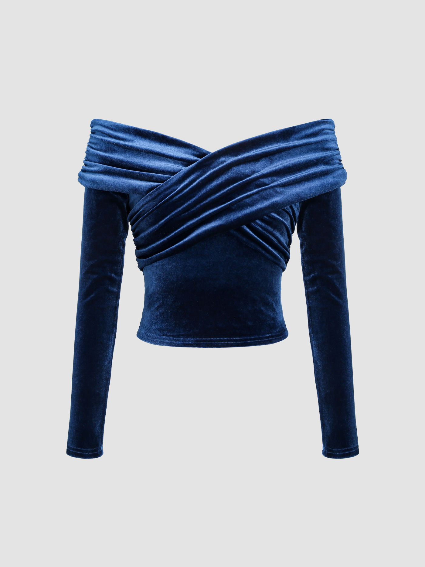 Velours Blouse Épaules Dénudées Col V Croisé