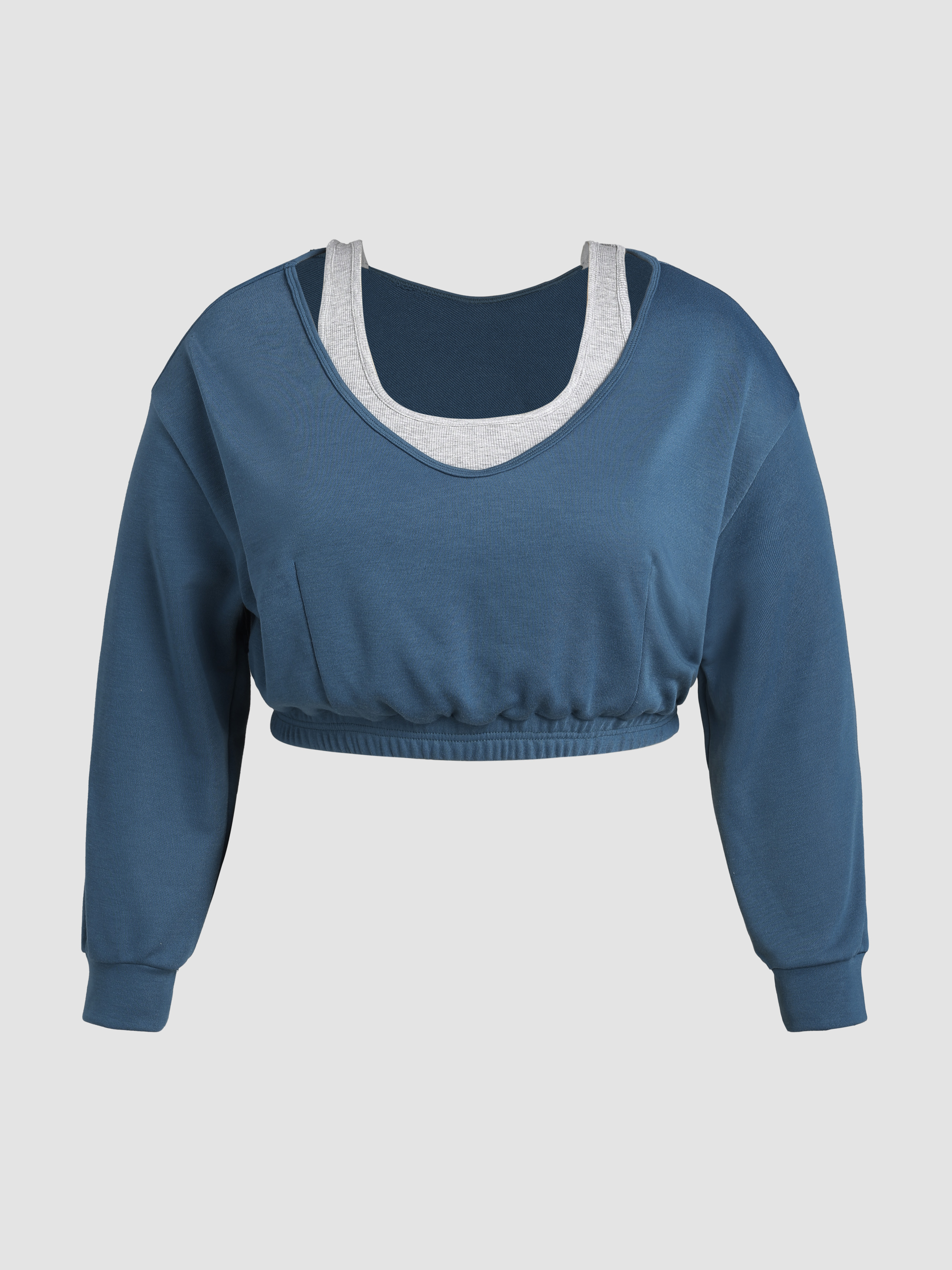 Denim Uneckline Long Sleeve Sweatshirt Curve & Plus Cider