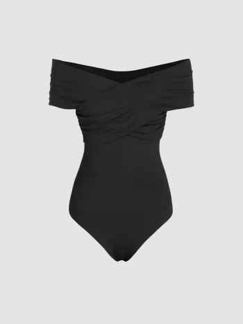 Solid Off-shoulder Bodysuit