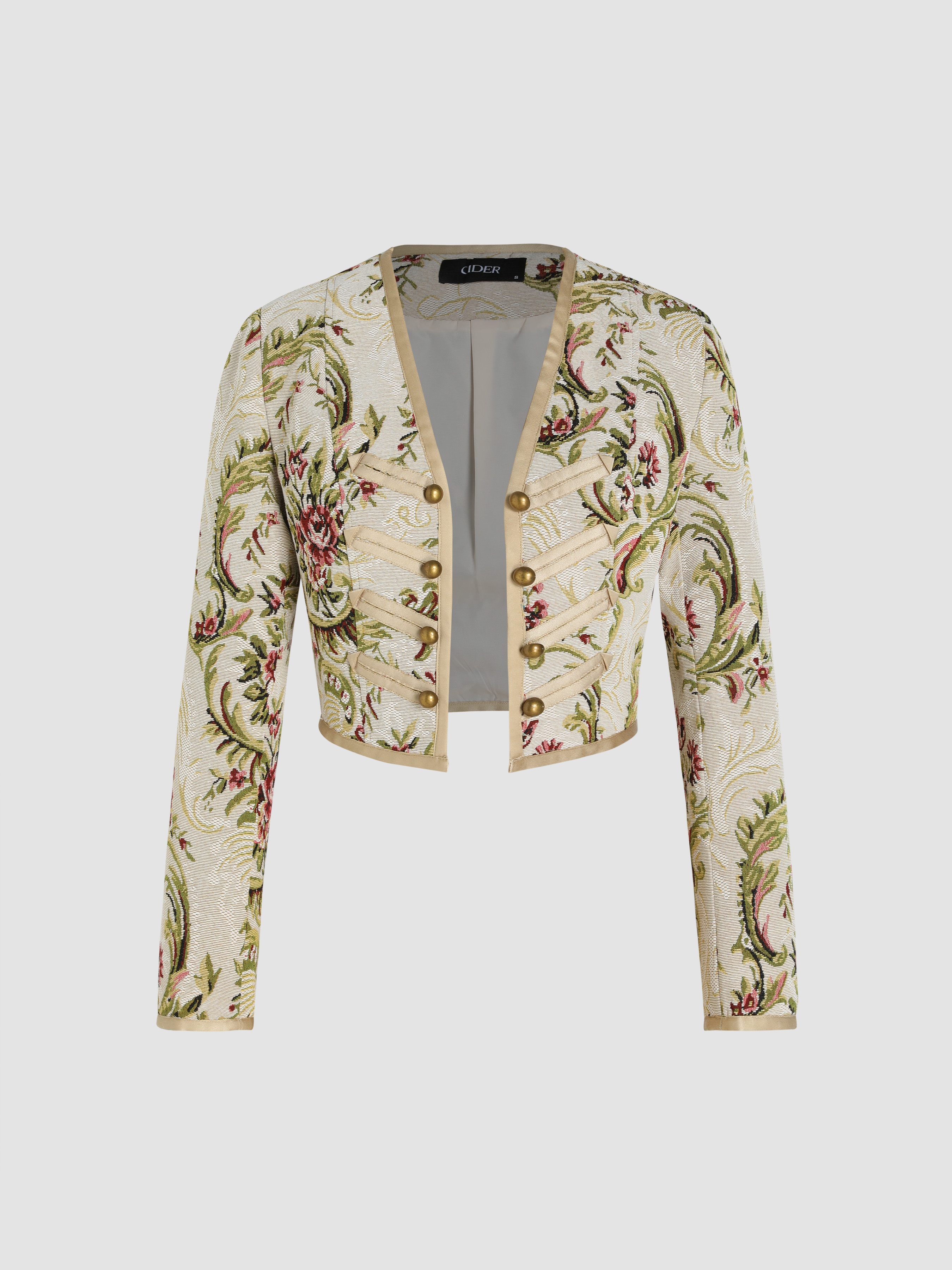 Floral Vneck Crop Jacket Cider