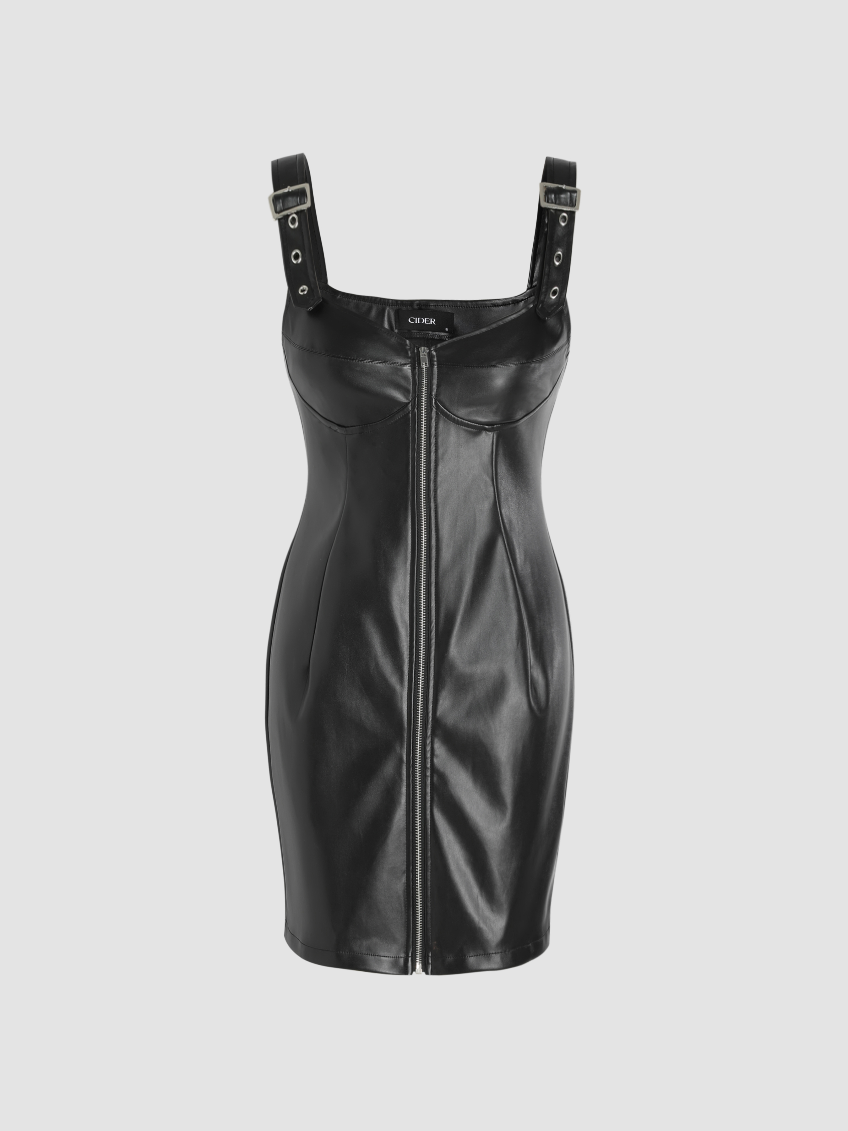 Leather zip best sale up dress