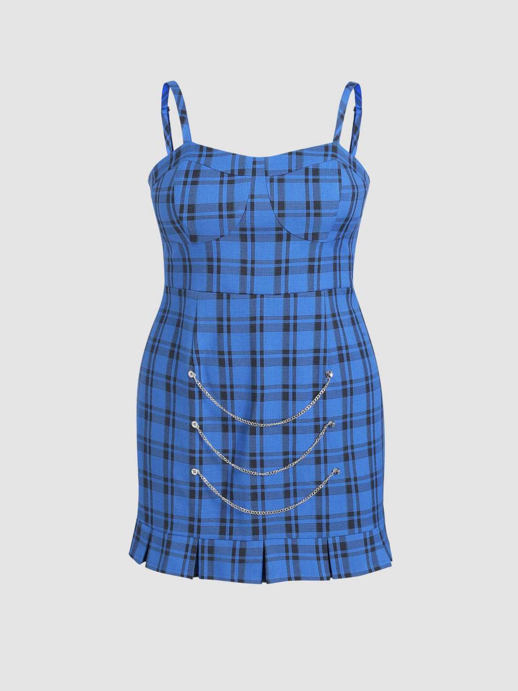 Material Cuadros Cuello Cuadrado Vestido Mini Ajustado Curvy For