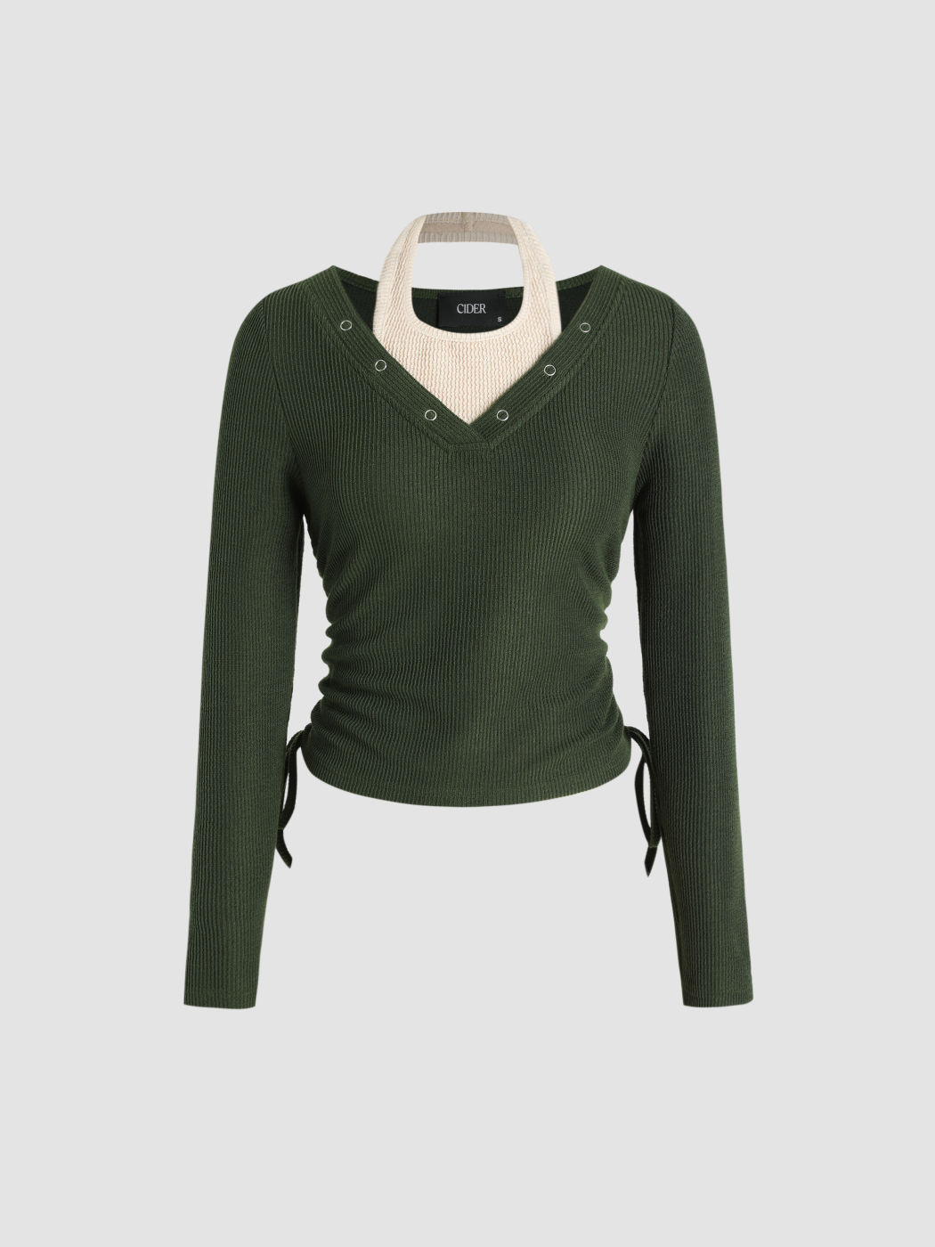 Halter Drawstring Knitted Crop Top