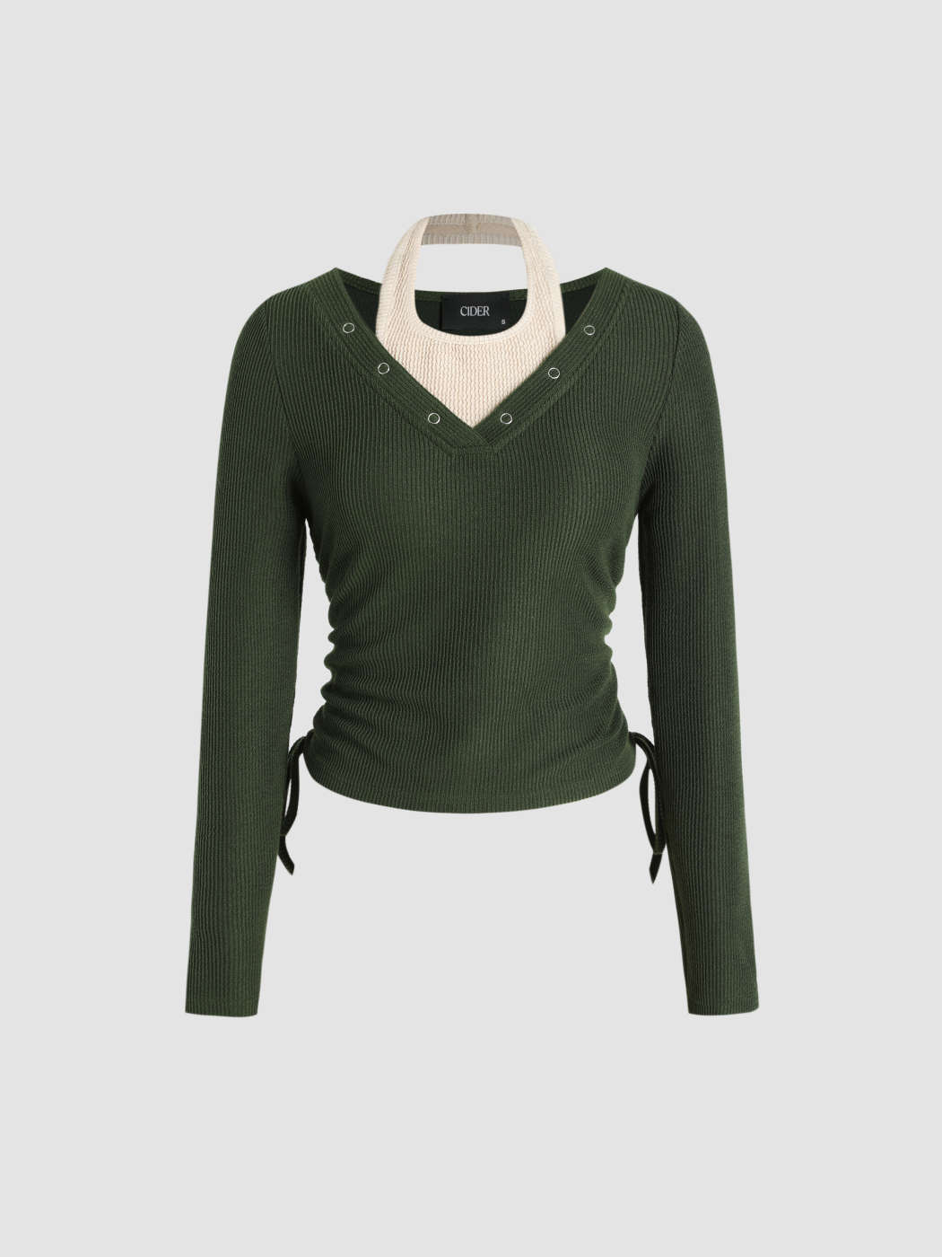 V-Neck Long Sleeve Knotted Halter Sweater V-Neck Long Sleeve Knotted Halter Sweater