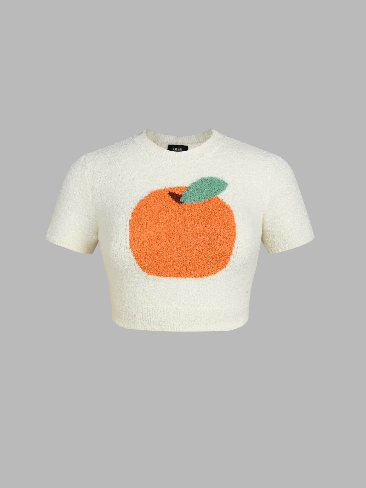 Orange Pattern Knitted Short Sleeve Top Curve & Plus