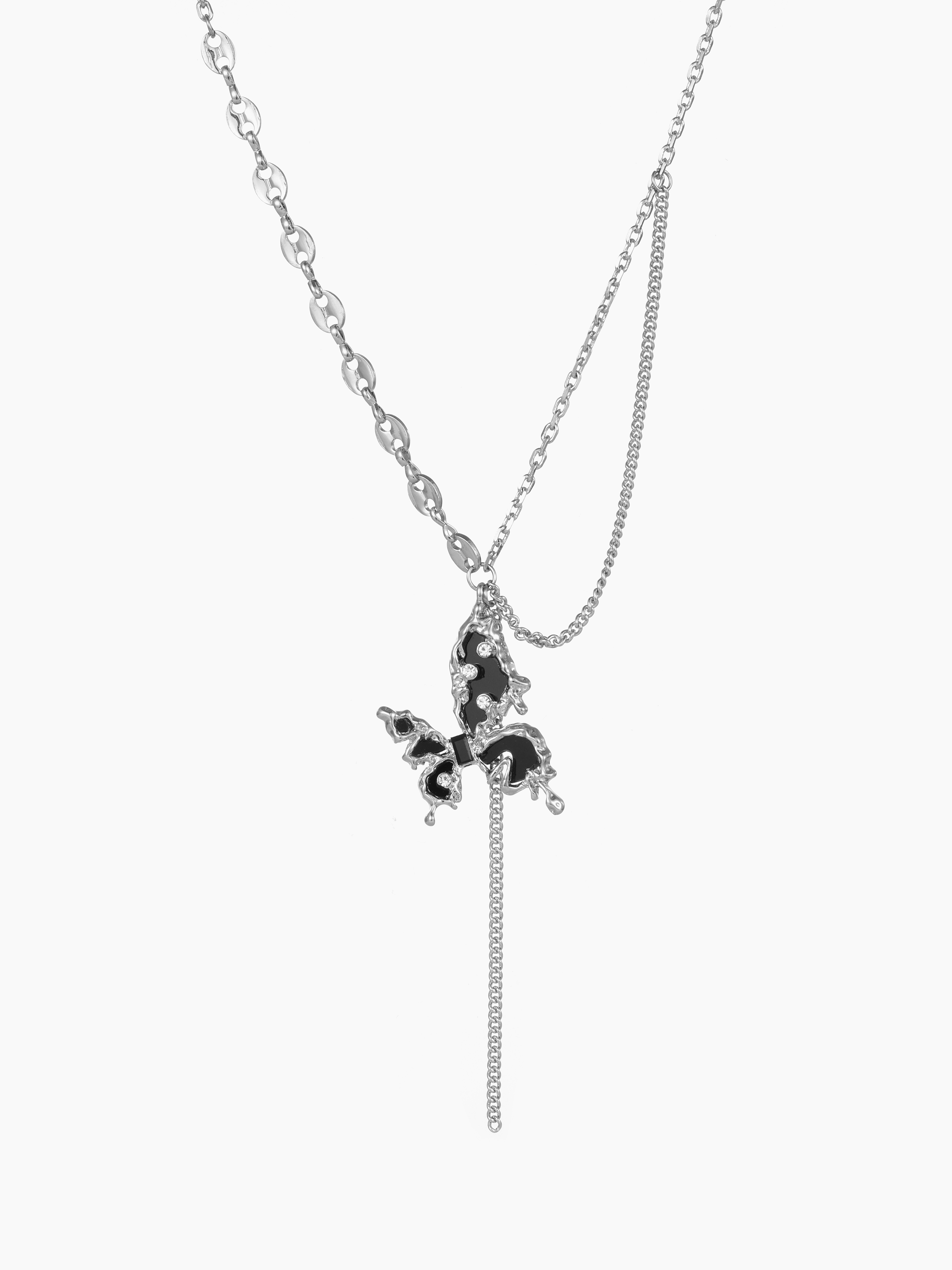 Butterfly Rhinestone Pendant Necklace Cider