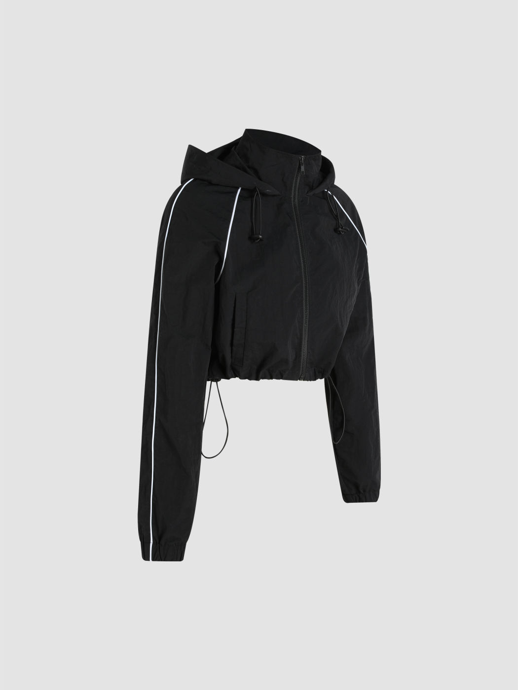 Kurze Jacke mit Kapuze und Kordelzug