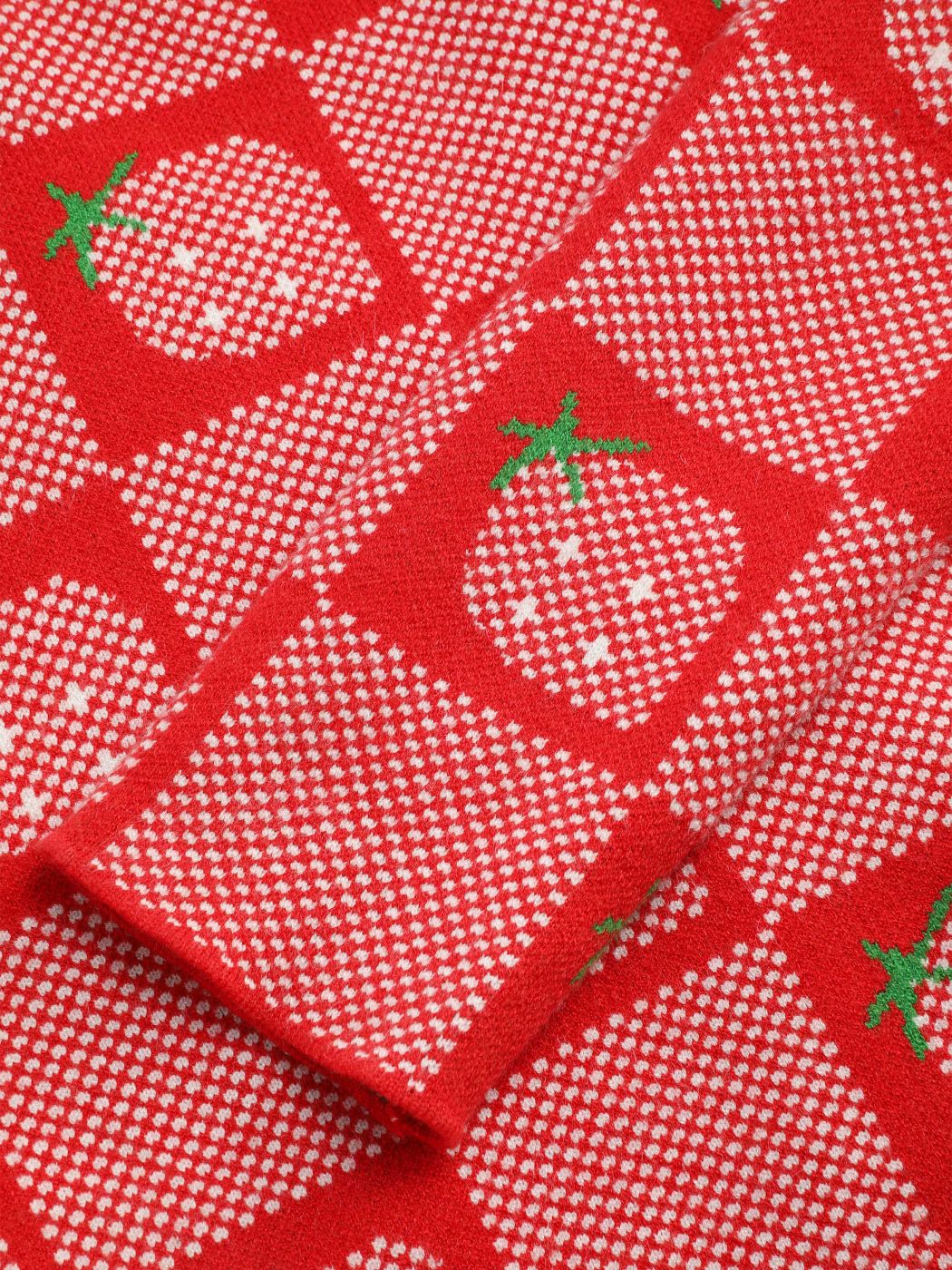 V-neck Strawberry Pattern Knit Cardigan