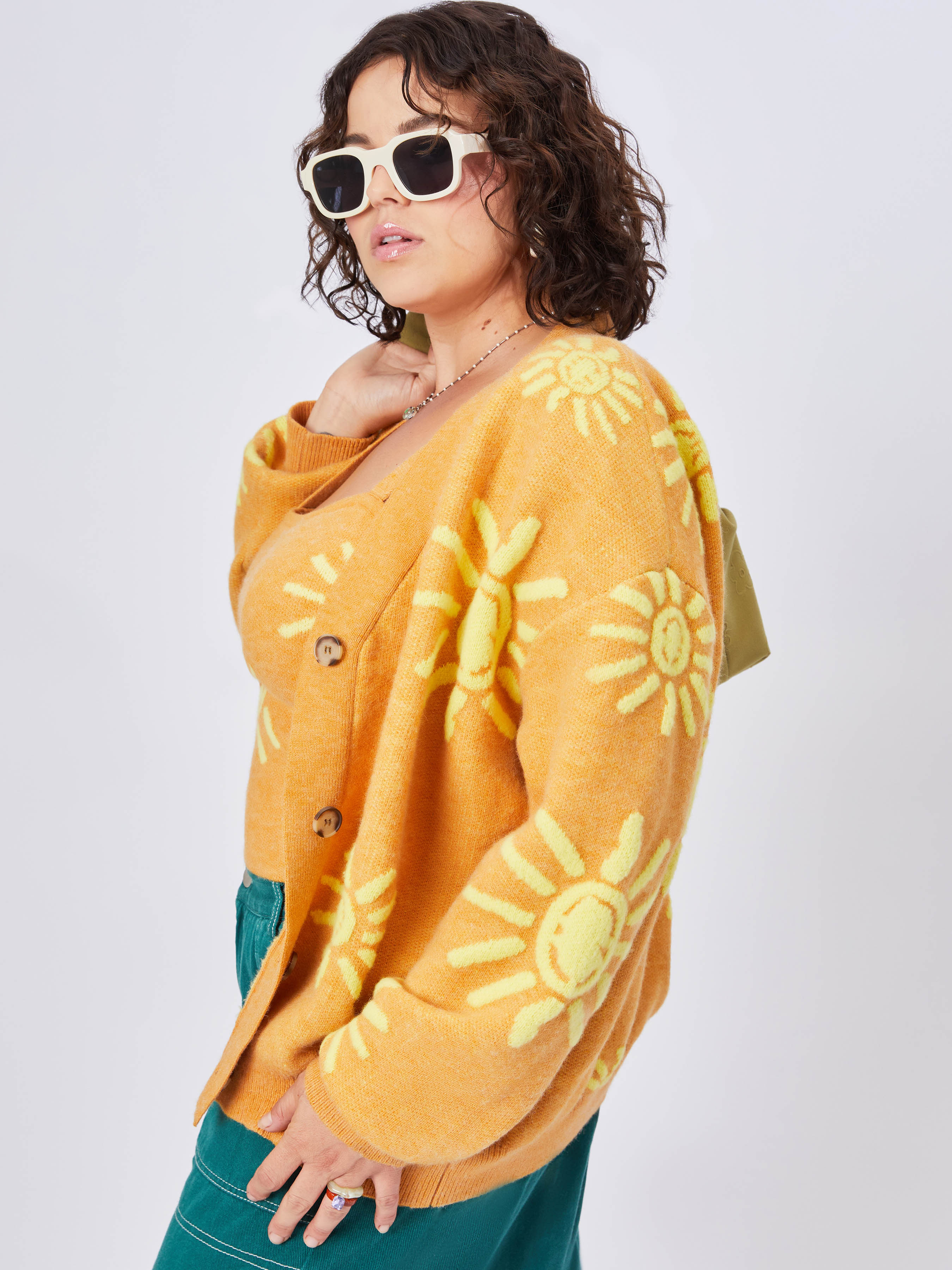 Sun Catcher Graphic Knit Cardigan - Cider