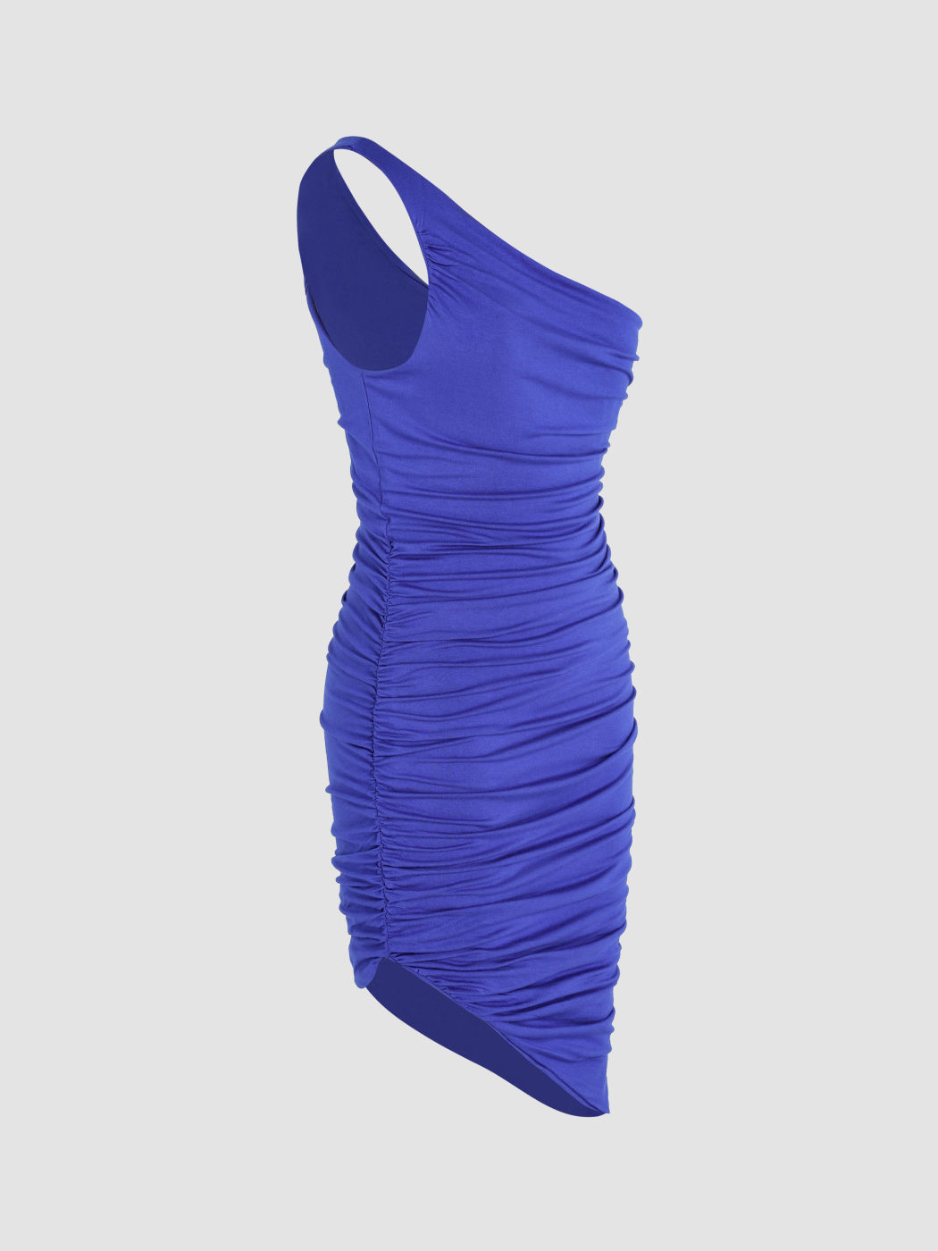One-Shoulder Ruched Satin Mini Dress
