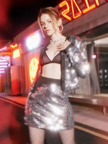Rhinestone Decor Fishnet Tights
