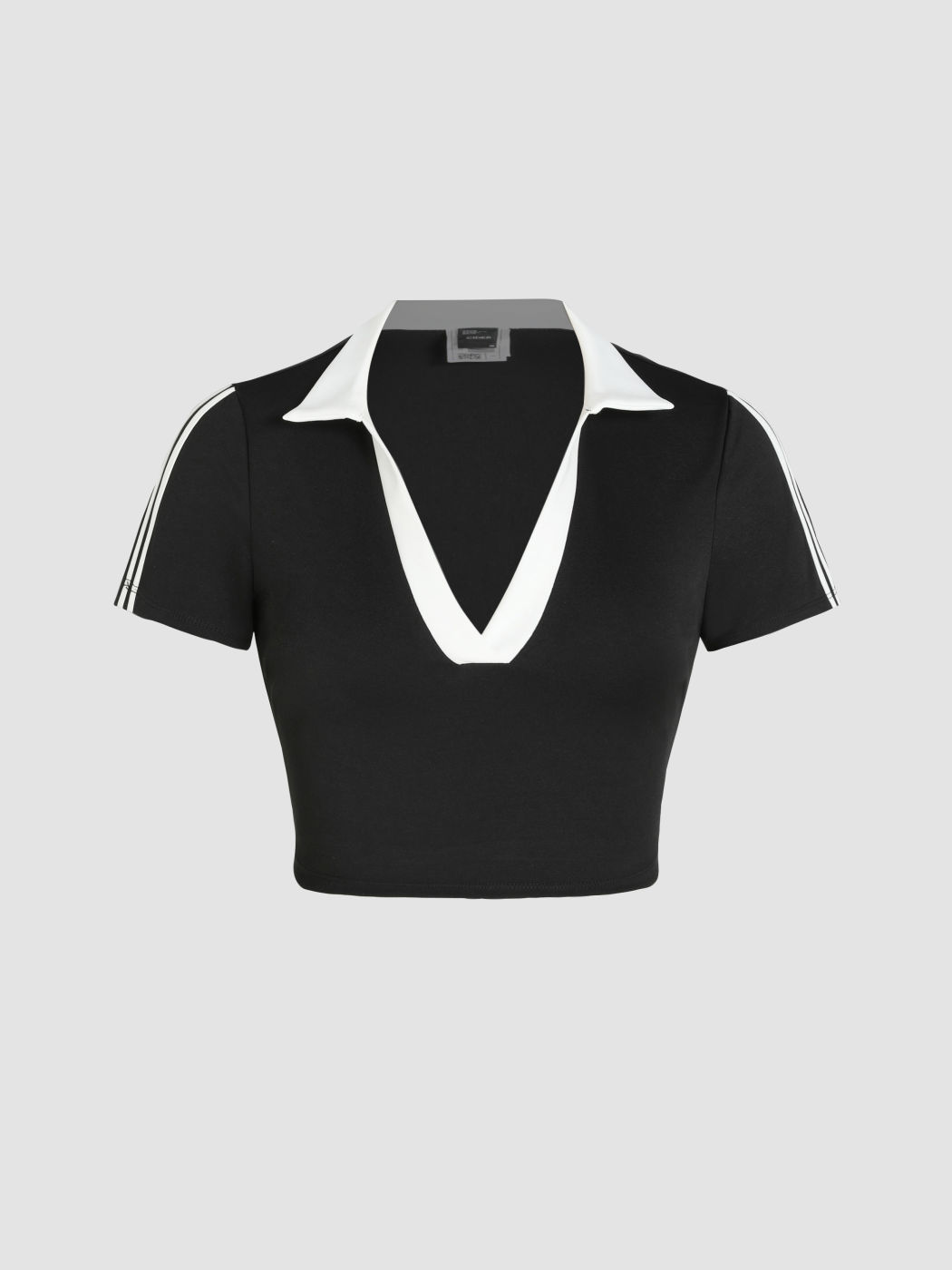  Blokecore Kontrastkragen V-Ausschnitt Crop Top & Geteiltes Minirock Set