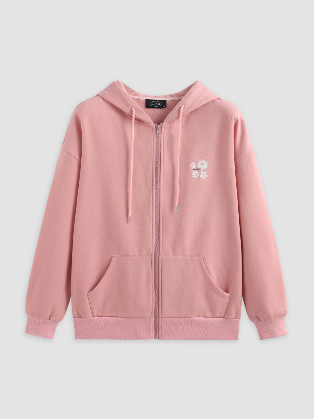 Unisex Flowers Pattern Zip Up Hoodie