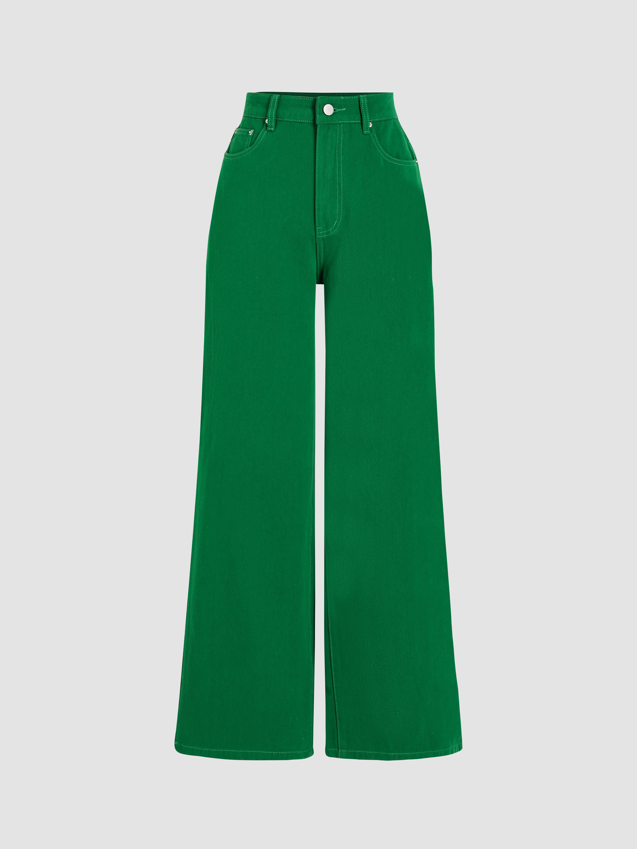 Solid Middle Waist Wide Leg Jeans For School Work solid-middle-waist-wide-leg-jeans-for-school-work