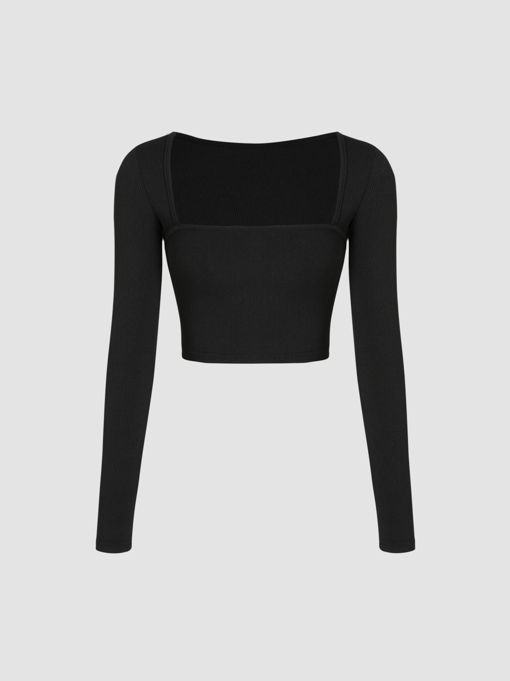 Solid Square Neck Knitted Crop Top - Cider