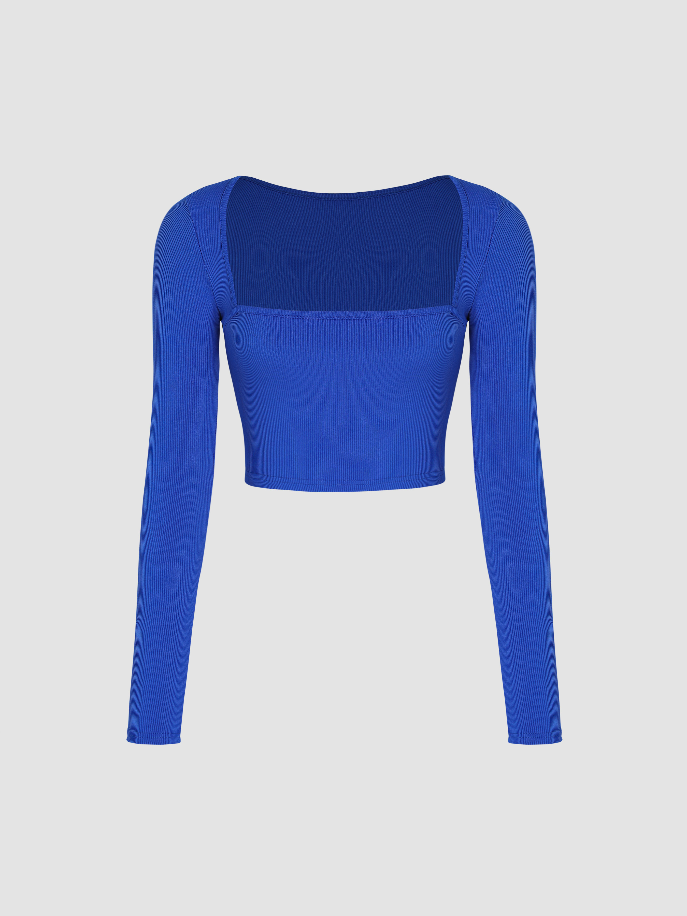 Solid Square Neck Knitted Crop Top