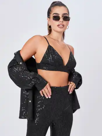 Cami-Crop-Top mit Pailletten