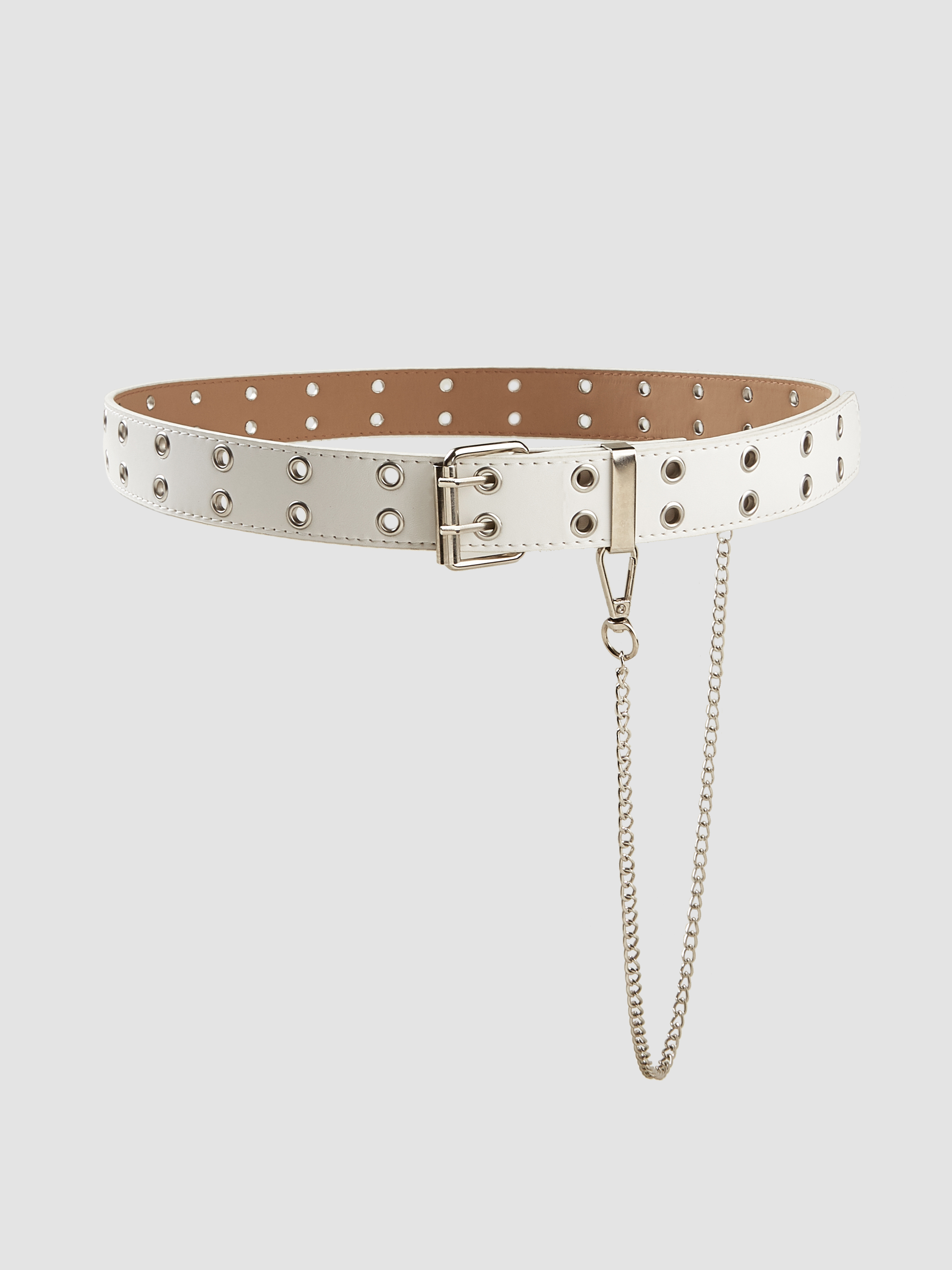 eyelet decor metal buckle belt