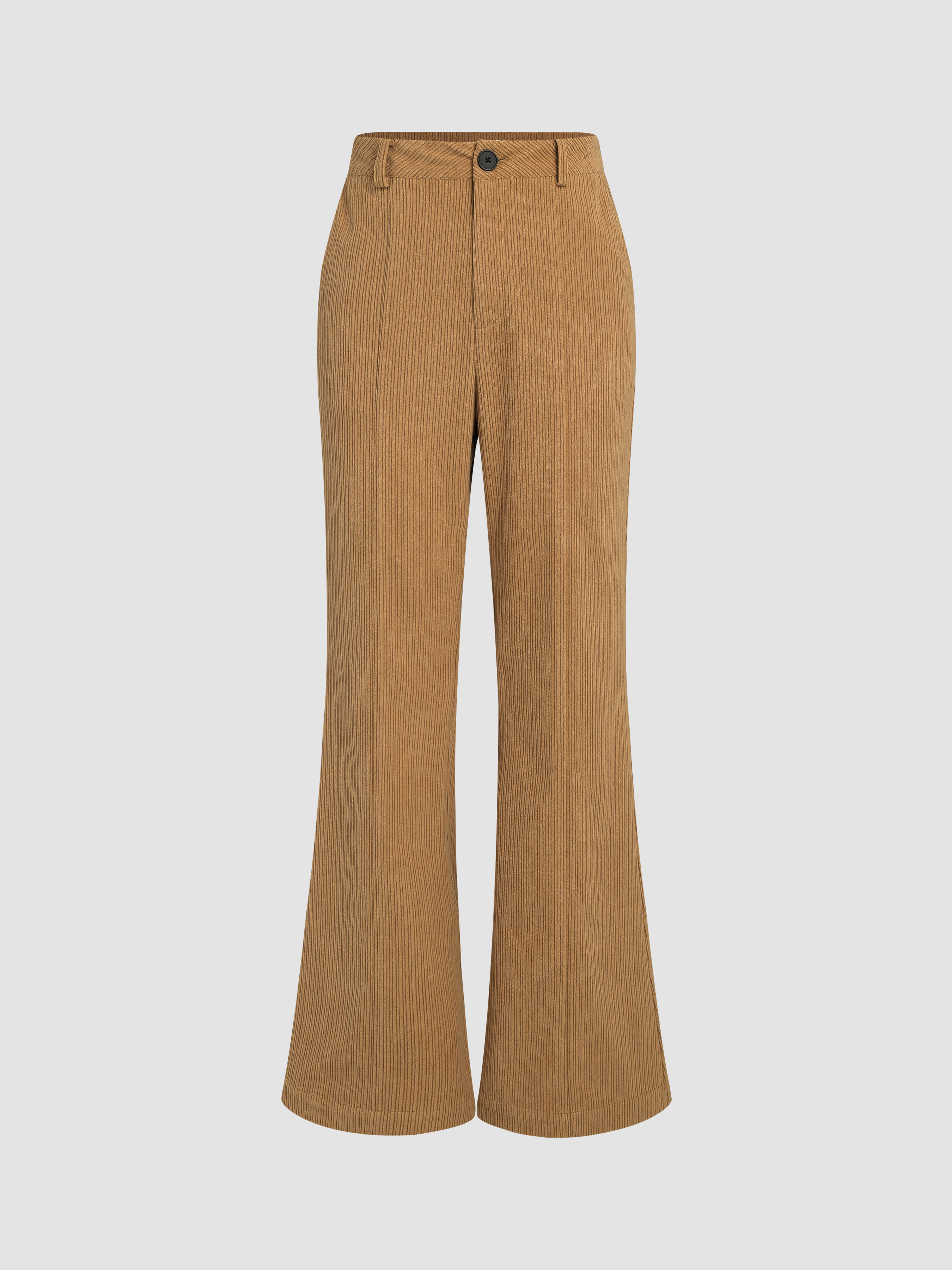 Corduroy Solid Flared Trousers Cider