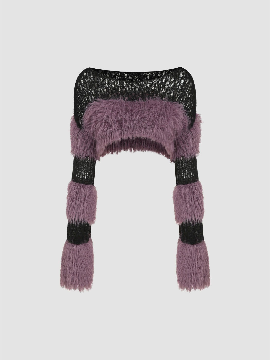 Flauschiger Crop-Cardigan mit ausgehöhltem Schnitt